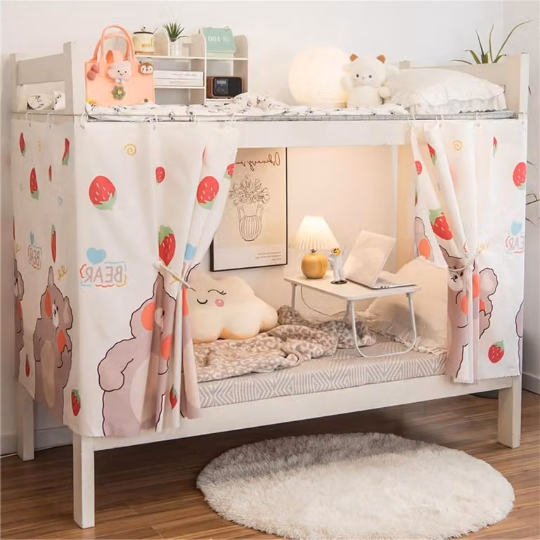 Verduisterend bedgordijn voor hemelbedden in beige, 1.2 x 2 m