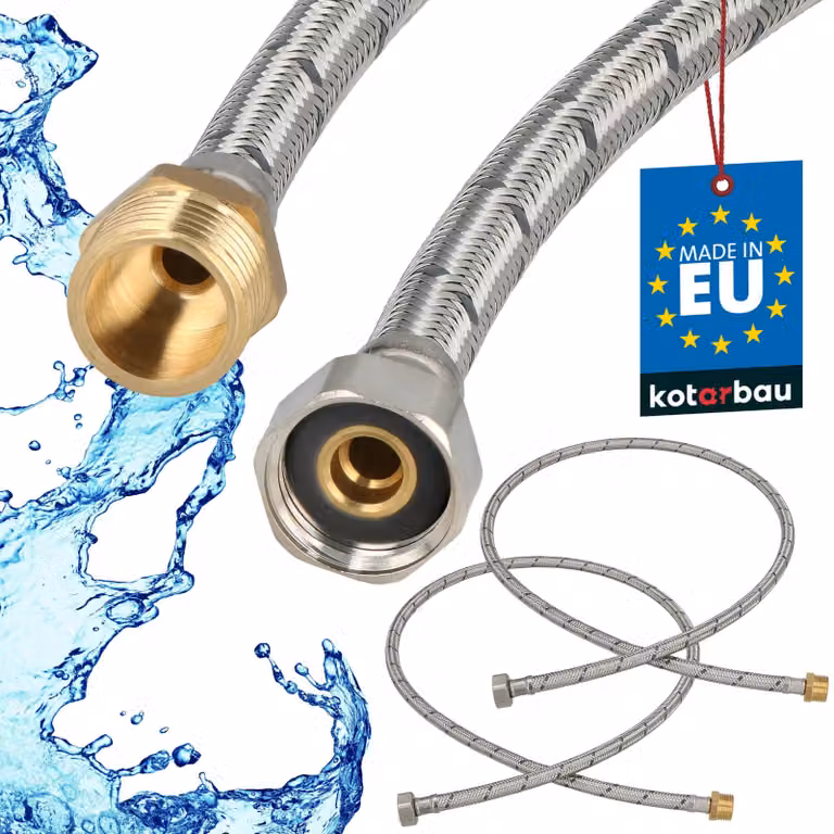 KOTARBAU 2 stuks Flexibele Sanitaire Aansluitslang 1/2" x 1/2" Buitendraad x Binnendraad Roestvrijstaal 120 cm