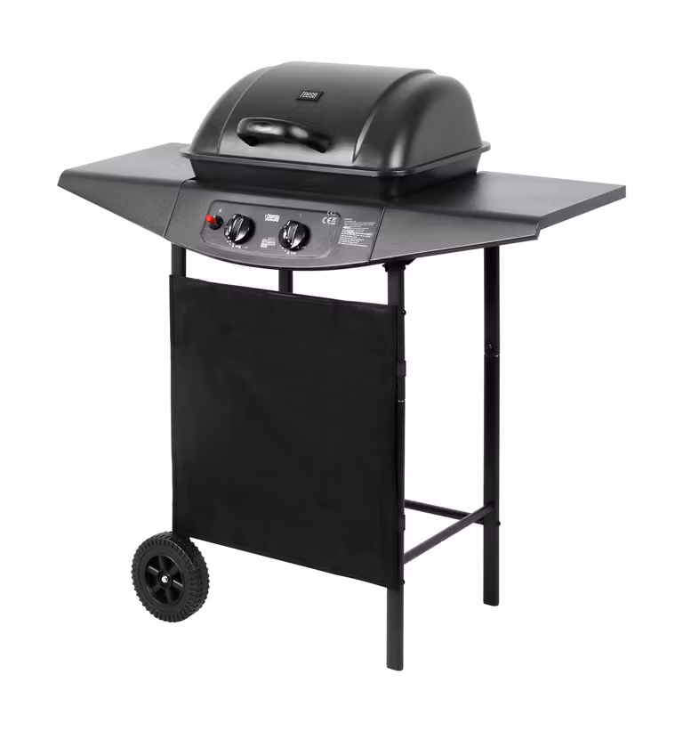 Teesa TSA0080 BBQ 2000 Gasbarbecue met 2 branders, 5 kW, zwart