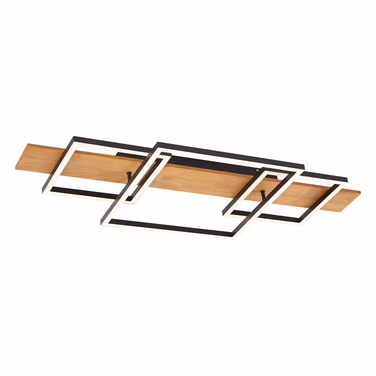Qazqa Design plafondlamp vierkant zwart/bruin met dimbare LED