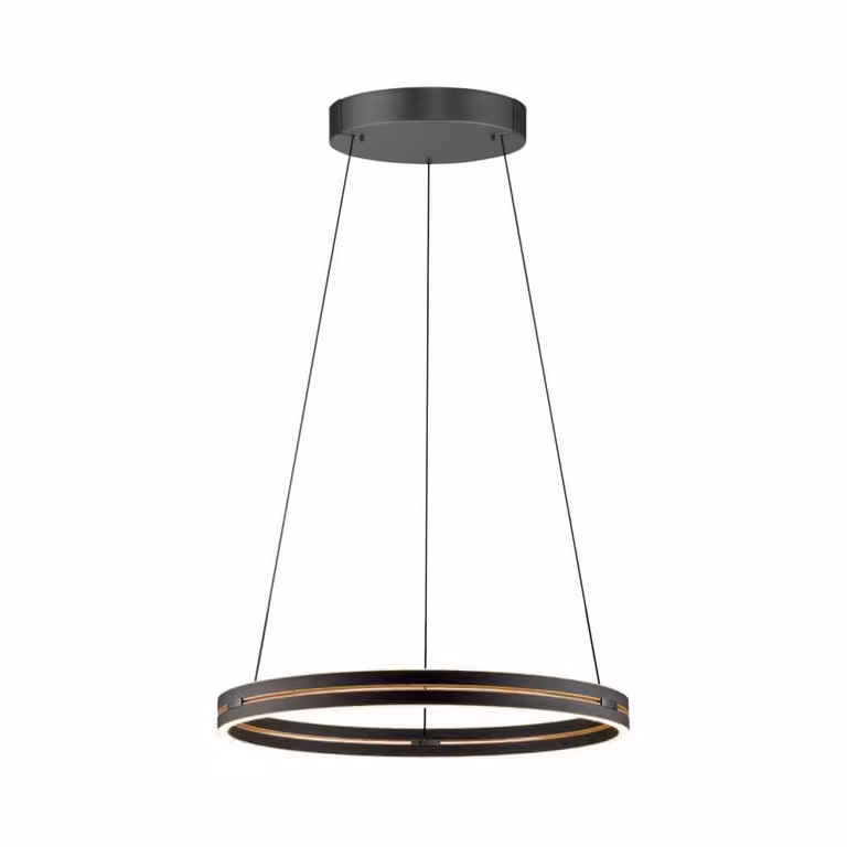 Paul Neuhaus Pure E-Loop LED hanglamp zwart/hout, Ø 70 cm