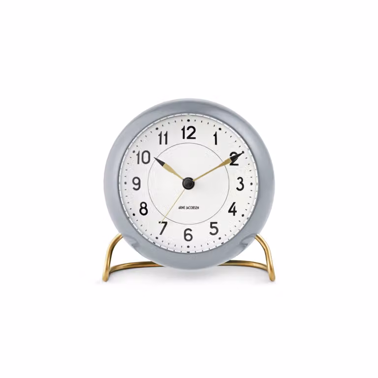 Arne Jacobsen Clocks AJ Station Analoge Tafelklok Grijs-Wit 12 cm