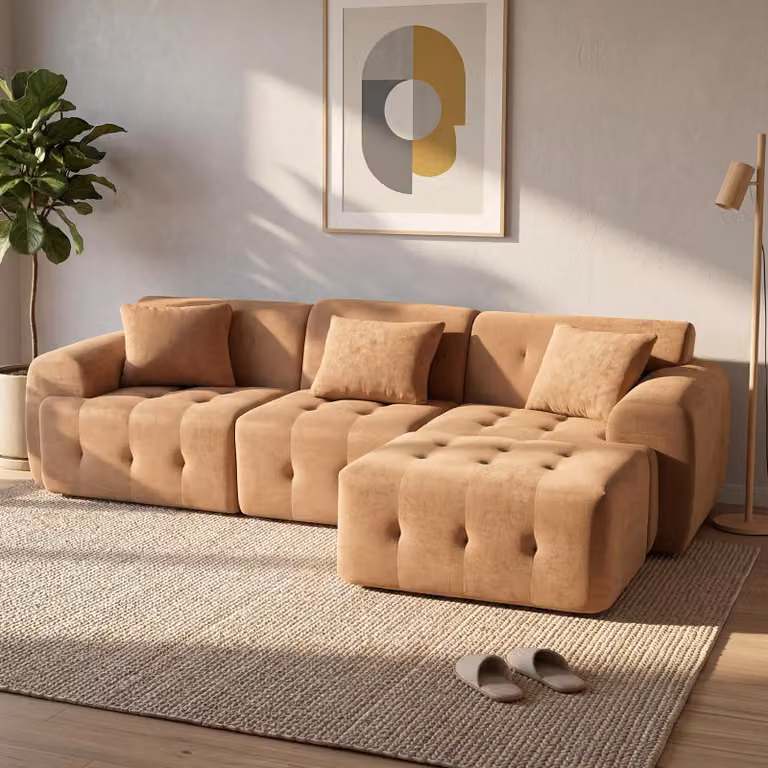 COMHOMA Modulaire Hoekbank met slaapfunctie, L-vormige bank voor de woonkamer, B/D/H: 245 x 60 x 40 cm