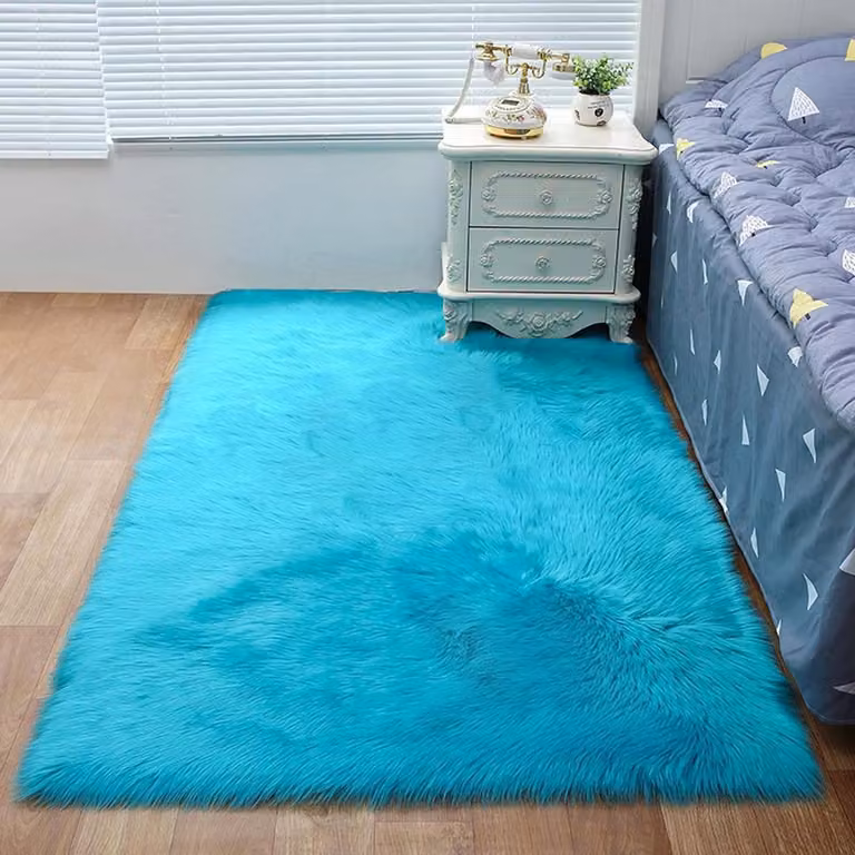 Zacht Vloerkleed Imitatie Schapenvacht Donkerblauw 80 x 170 cm
