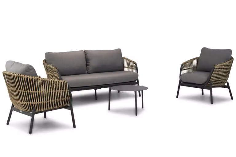 Coco 4-delige moderne loungeset met aluminium frame en grijze kussens