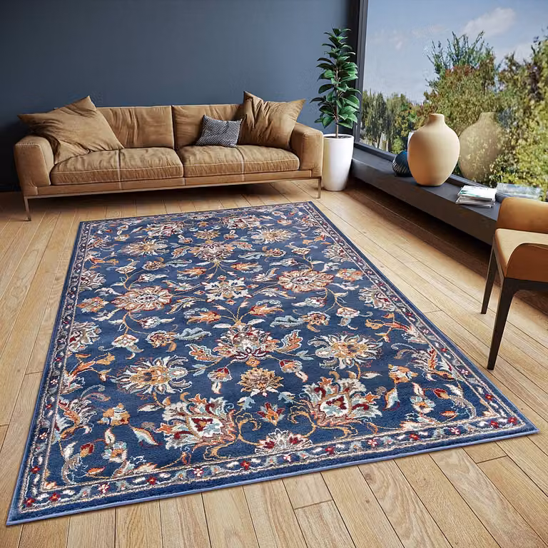 home24 Oosters vloerkleed Caracci blauw/donkerblauw 57 x 90 cm