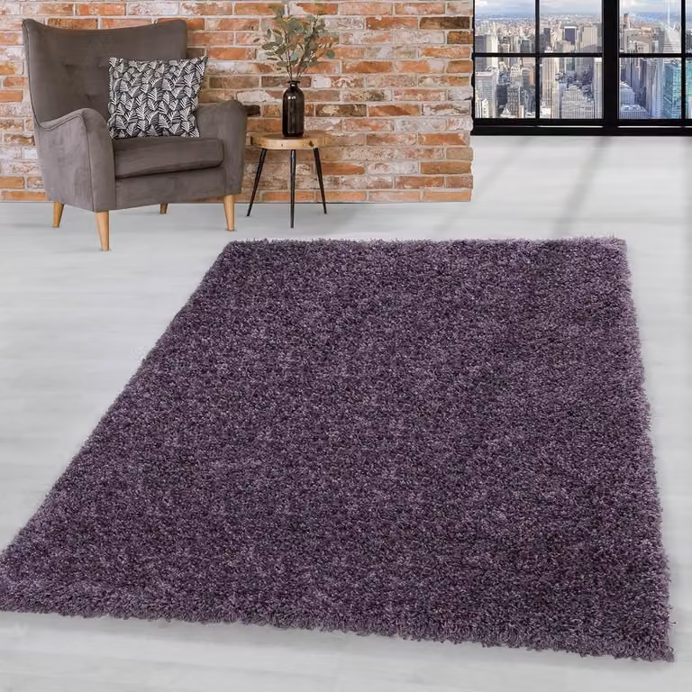 Rond Shaggy vloerkleed Paars - 200 cm