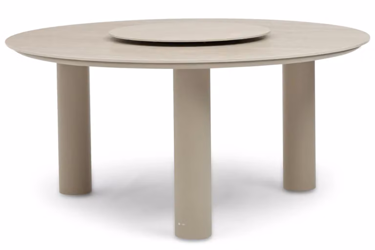 Coco Trino ronde dining tuintafel met lazy susan in beige sand, diameter: 158 cm