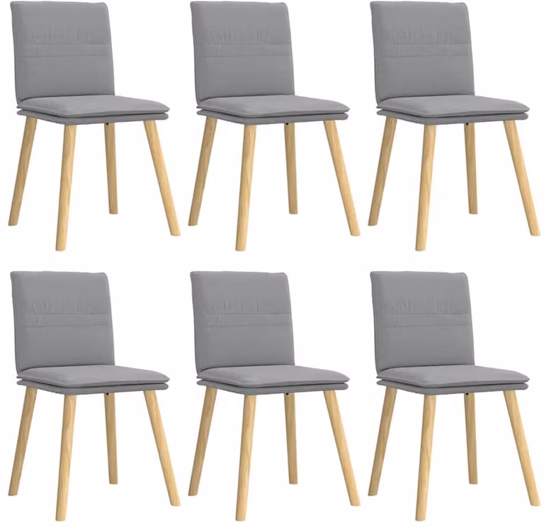 vidaXL Set van 6 Eetkamerstoelen in Lichtgrijs Stof