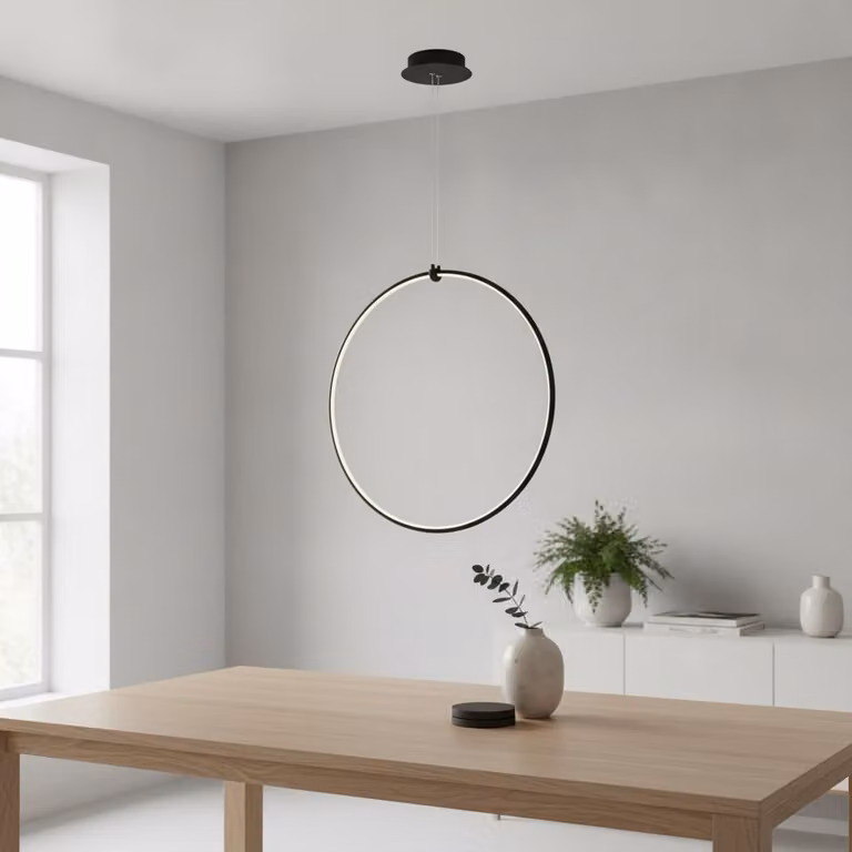 Lyora Hanglamp Ring zwart aluminium Ø 68 cm