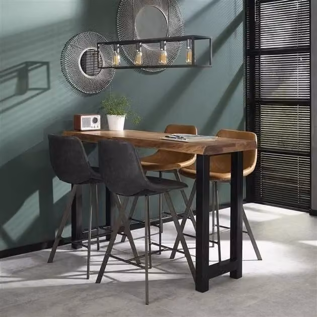 WoonStijl Barstoel Zig-zag Bruin met Faux Leather en Metaal