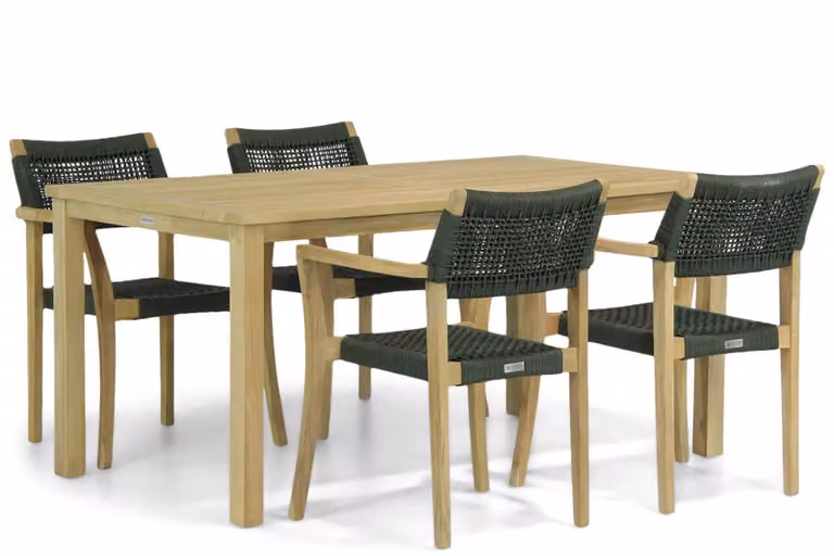 Lifestyle Garden Furniture Dallas/Weston eetta set van behandeld teak met 160 cm tafel