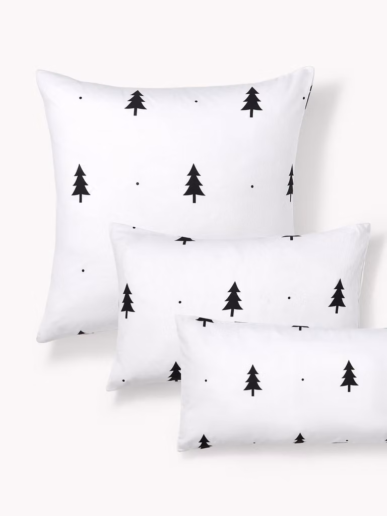 Westwing Collection Flanellen kussenhoes X-mas Tree met kerstmotief, 80 x 80 cm