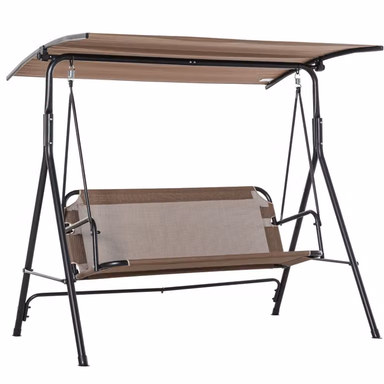 Outsunny 2-zits schommelstoel met zonnekap, grijs, B/D/H: 172 x 110 x 155 cm