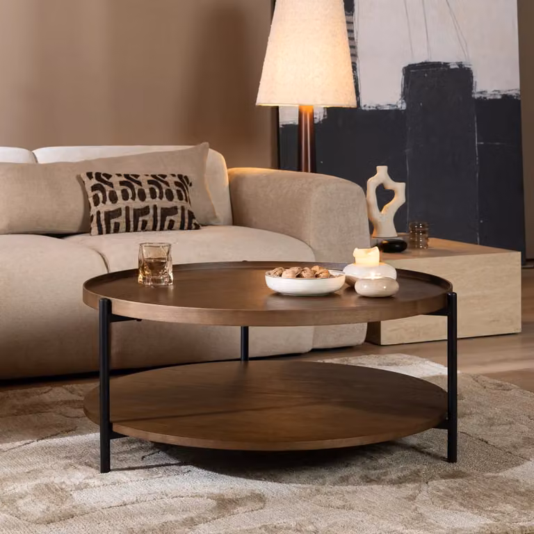 Bronx71 Salontafel Rio, Rond, Eiken, Bruin, Diameter: 90 cm