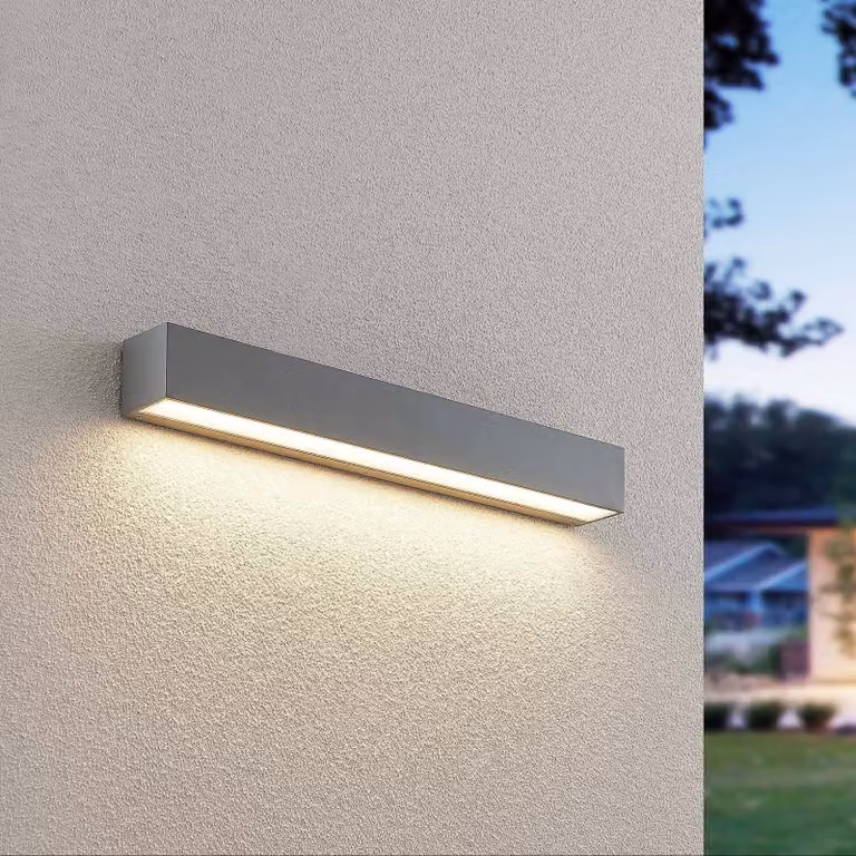 Lucande Lengo LED buitenwandlamp modern grijs aluminium