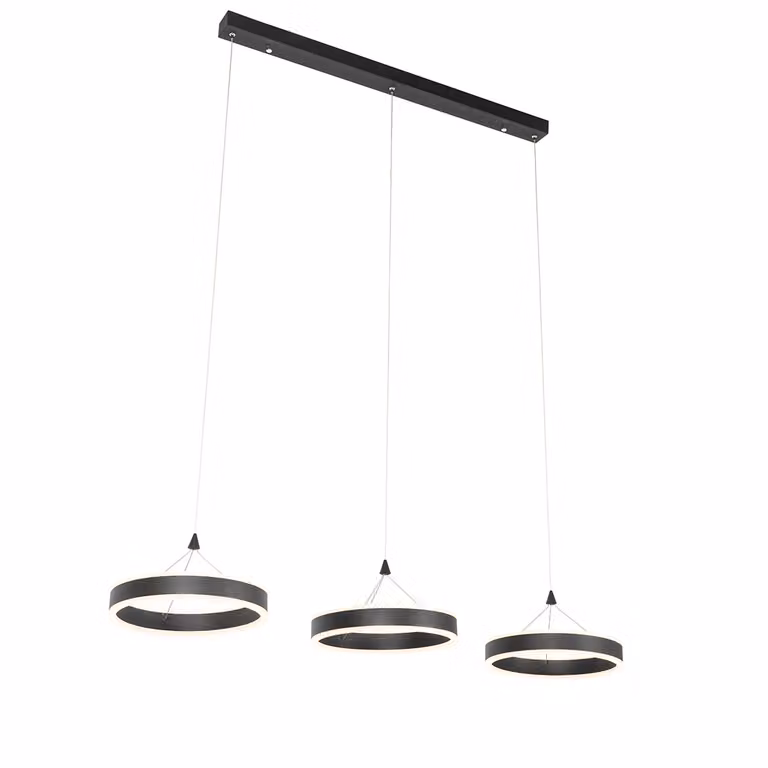 Qazqa Hanglamp zwart langwerpig met LED en dimbare warmwitte verlichting