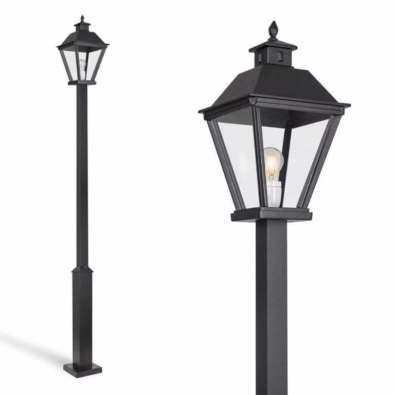 Zwarte Square tuinlantaarn van KS Verlichting, Hoogte: 243 cm