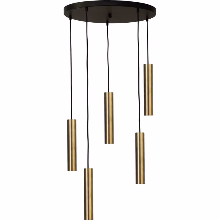 Masterlight Hanglamp Run ronde plaat antiek koper - 5x GU10 - Ø50 cm