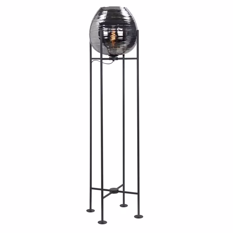 Highlight Vloerlamp Fantasy zwart met glazen bol, Hoogte: 140 cm