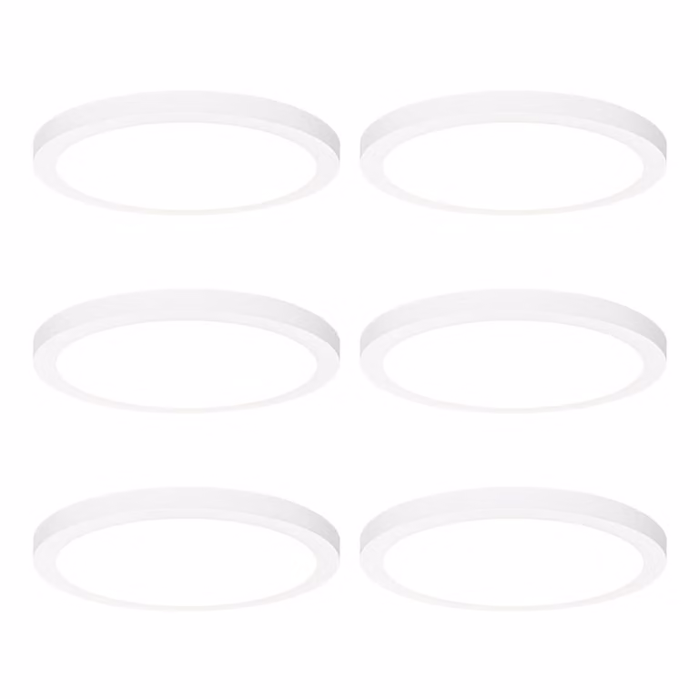 Qazqa Set van 6 ronde inbouw- of opbouwspots wit met dimbare LED, diameter: 30 cm