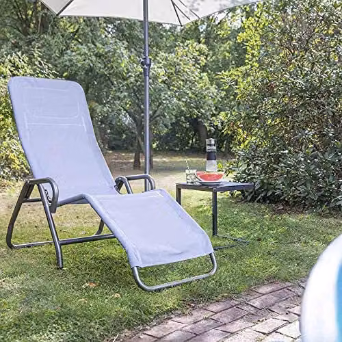 Siena Garden Bito Ligstoel blauw met textilene en gepoedercoat stalen frame