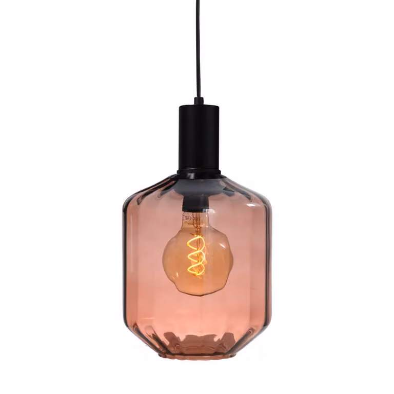 Masterlight Hanglamp Porto zwart met rood transparant glas, B: 19 cm, H: 200 cm