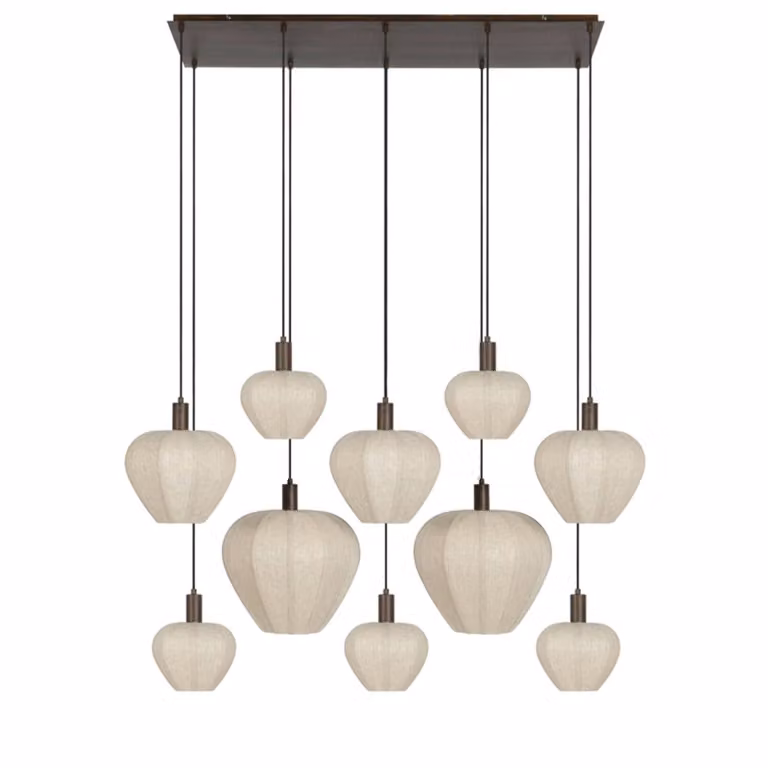 Light & Living Huxi Hanglamp - 10-lichts - Bruin en Beige - Japandi stijl