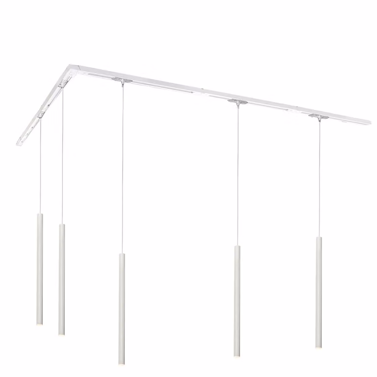 Modern railsysteem met 5 witte hanglampen van metaal - Qazqa