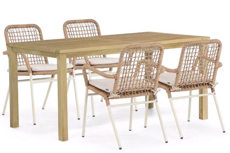 De Laan Projects Catalone/Weston 5-delige dining tuinset van teak, bruin, 160 cm