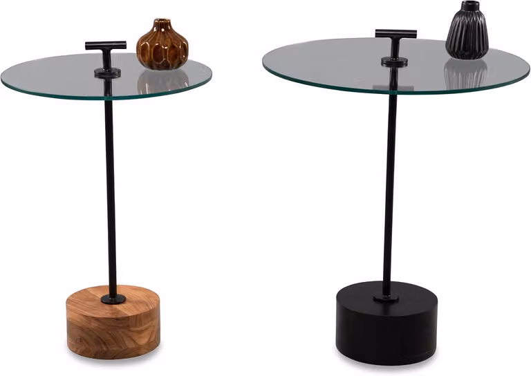 M2 Kollektion Pori 2 bijzettafel van glas en metaal