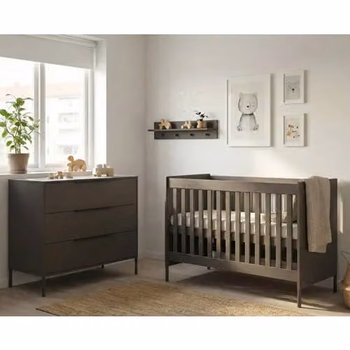 Born Lucky Babykamer Lissabon Chocolate 2-delig set voor baby's, Breedte: 60 cm, Lengte: 120 cm