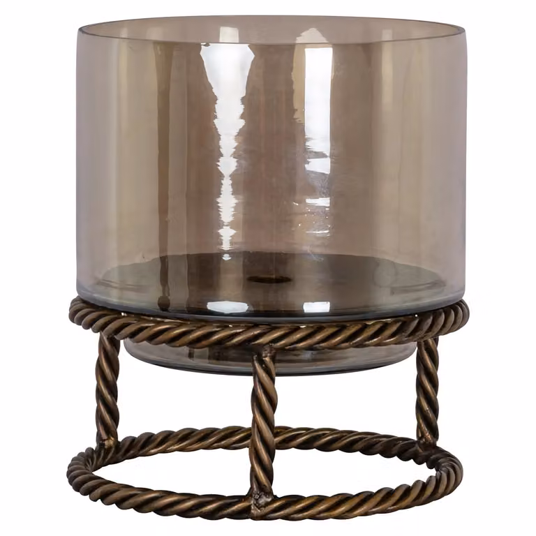 Richmond Interiors Windlicht Ropia Goud Klein - Modern Tafeldecoratie van Metaal en Glas