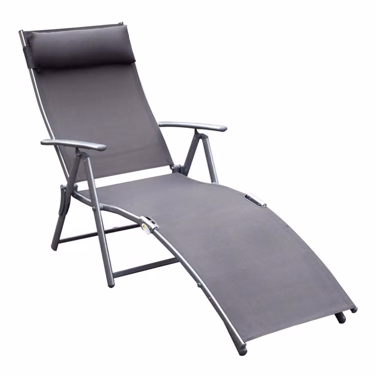Outsunny inklapbaar ligbed voor strand en tuin, grijs, B/D/H: 185 x 60 x 30 cm