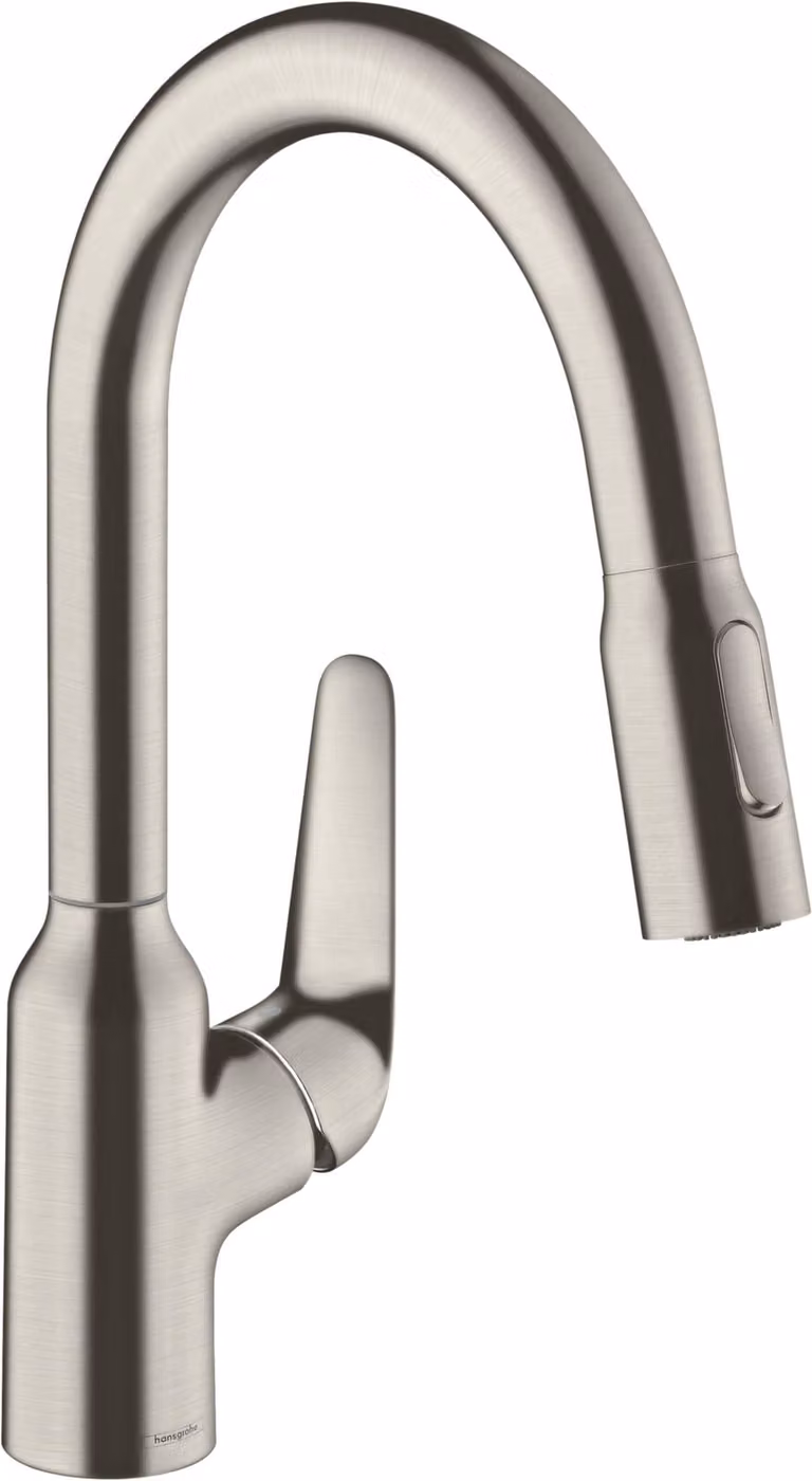 Hansgrohe M42 wastafelkraan met uitloop en sproeifunctie, roestvrij staal