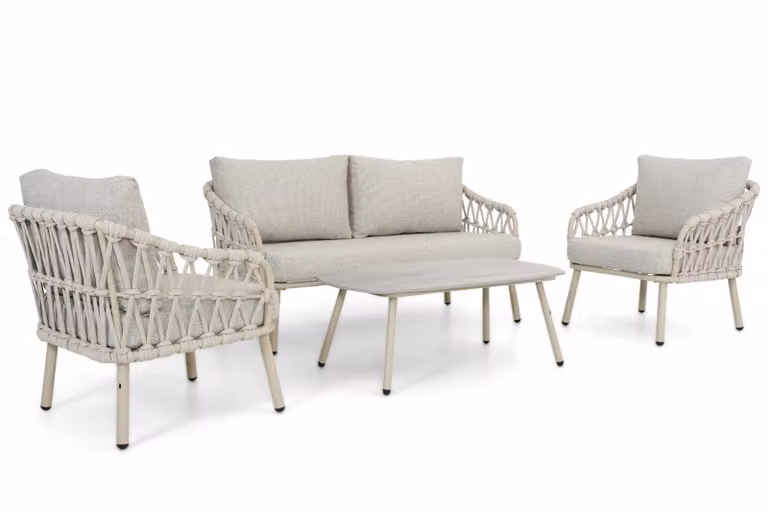 Coco Serra 4-delige loungeset met beige kussens en aluminium frame