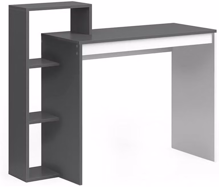 Bureau met opbergruimte voor thuiswerken, Antraciet en wit, B: 100 cm, D: 40 cm