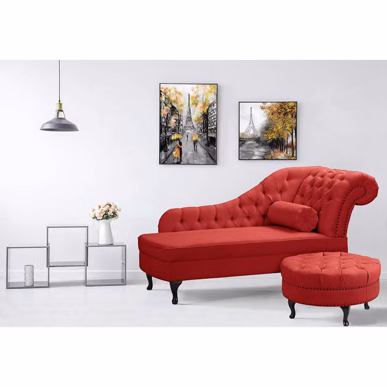 Enza Chaise longue Dale rood microvezel glamour B: 185 cm, D: 93 cm, H: 75 cm