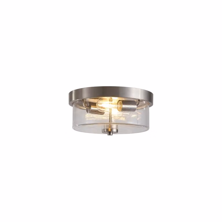 Searchlight Preston Plafondlamp Mat Chroom met Glas, Diameter: 33 cm, IP44