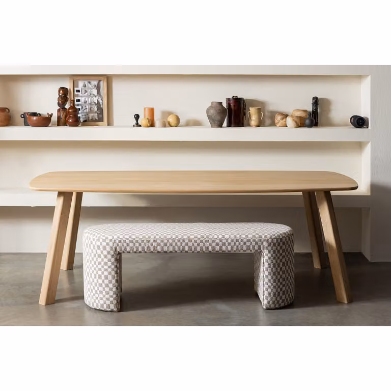 home24 Houten eettafel Suruma bruin/licht eikenhout, Breedte: 219 cm