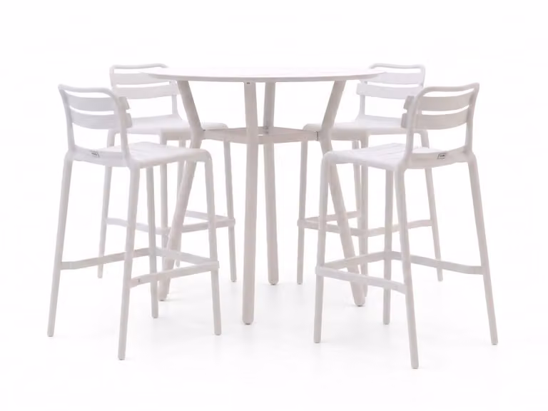 Barset Forza Tuinset voor 4 personen van Forza Furniture, wit gepoedercoat aluminium