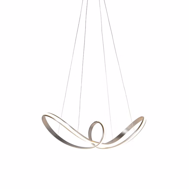 Qazqa Design Hanglamp van Metaal met LED - Zilver en Zwart - Dimbaar