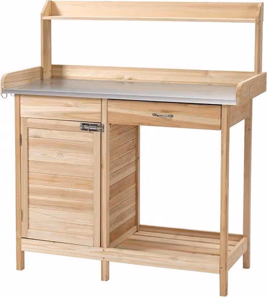 Outsunny Planten Werktafel Naturel - B/D/H: 112 x 45 x 125 cm