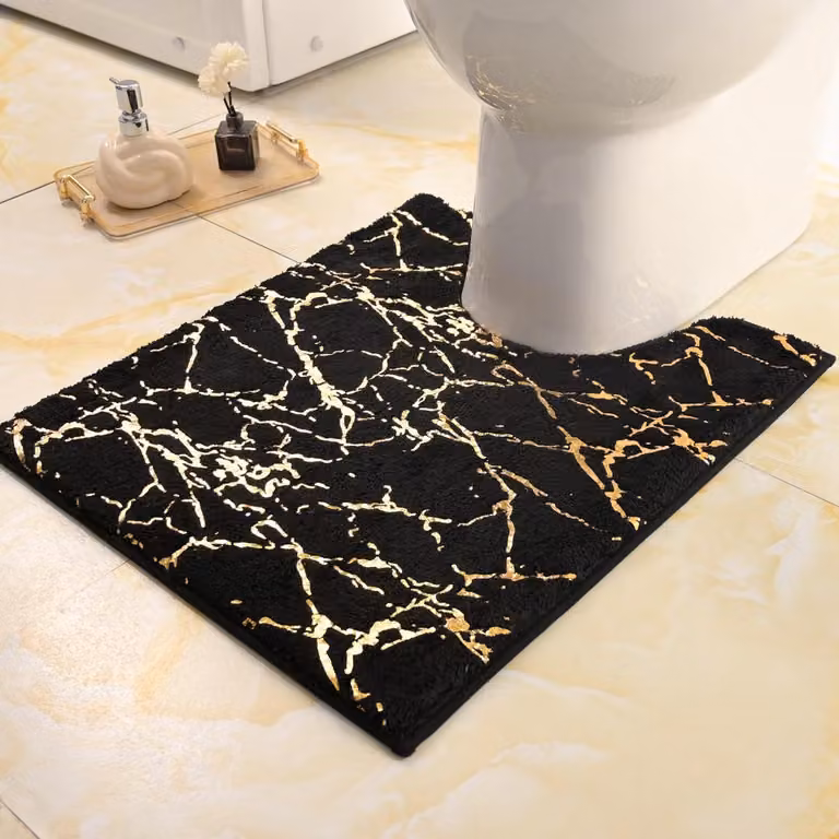 Luxe zwarte badmat met gouden accenten voor volwassenen, 50 x 50 cm