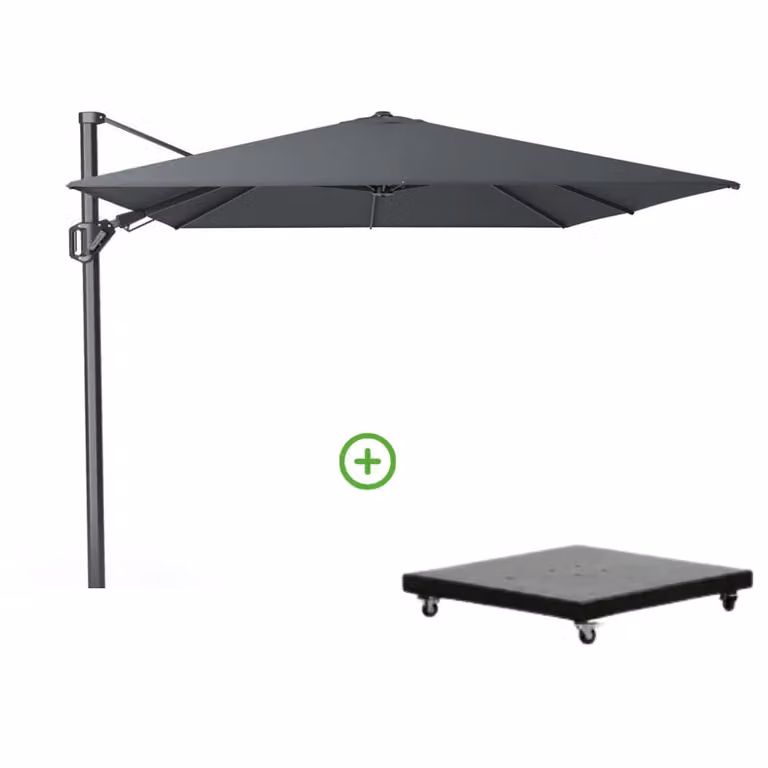 Platinum Challenger T² zweefparasol met Monza parasolvoet 90kg, antraciet, B: 350 cm, D: 260 cm