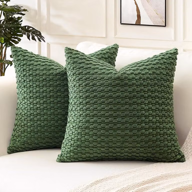 Set van 2 Decoratieve Corduroy Kussenslopen met Boho Strepen, 60 x 60 cm