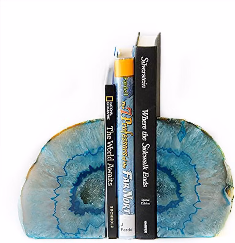 Set van 2 zware boekensteunen van agaat voor boekenplanken
