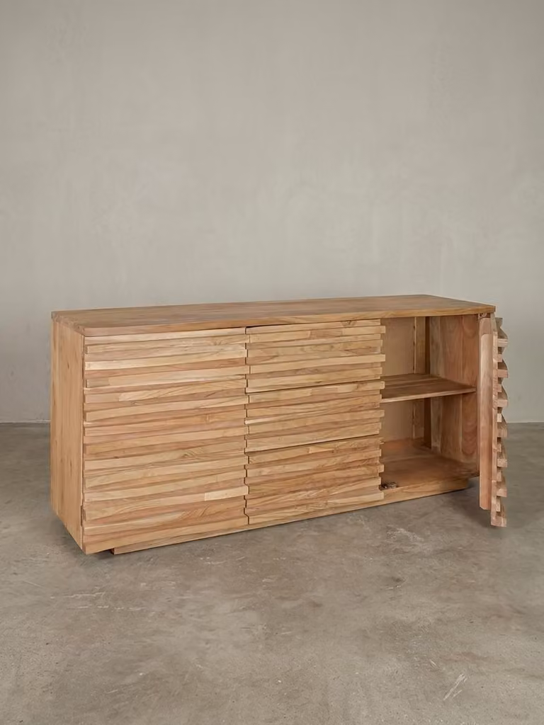 Modern ladekast van massief acaciahout met lades, Breedte: 160 cm
