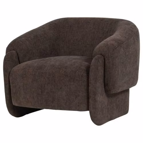 WOOOD Moru Fauteuil Chenille Donkerbruin B/D/H: 83 x 90 x 71 cm