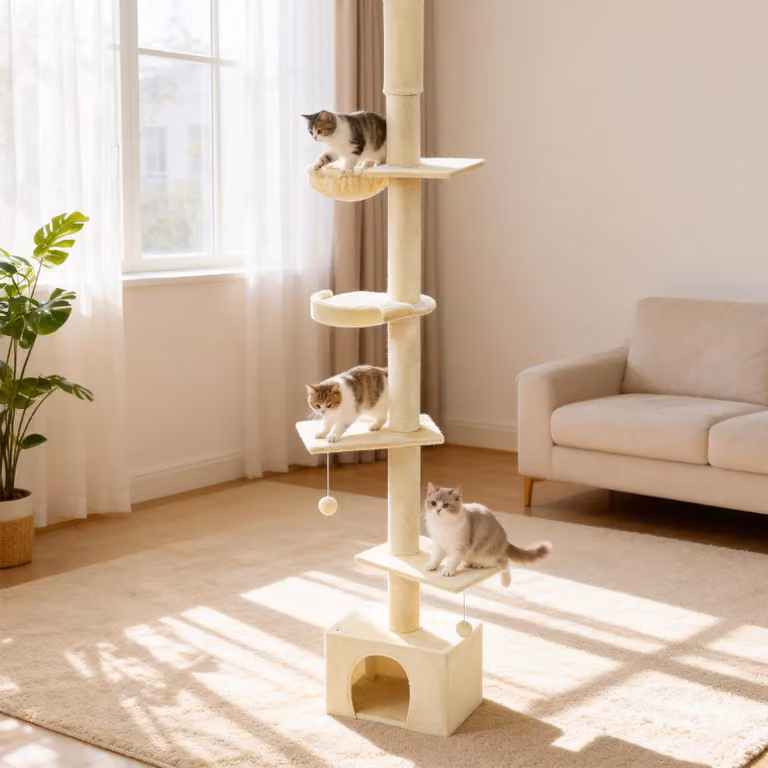home24 Krabpaal Launt beige H x B x D: 252 x 70 x 30 cm
